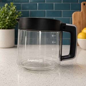 Calphalon Glass Coffee Carafe 10-Cup Pitcher Replacement Black Handle Lid Modern